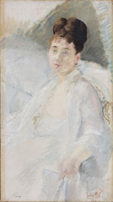 The Convalescent. Portrait of a Woman in White, 1877-1878. Creator: Gonzalès, Eva (1849-1883).