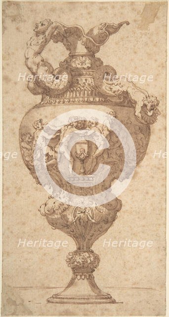 Drawing after an Antique Vase, 18th century. Creator: Anon.