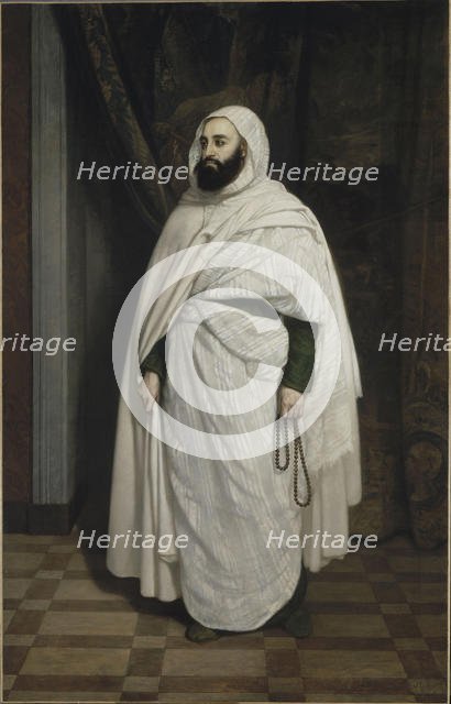 Portrait of Abdelkader ibn Muhieddine (1808-1883), 1853. Creator: Tissier, Ange (1814-1876).