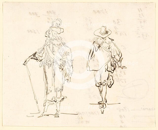 Two Figures, One Dressed in French Louis XIII Style and the Other in Spanish..., n.d. Creator: Luis Paret y Alcazar.
