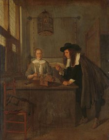 Interior with Lace-Worker and a Visitor, 1650-1668. Creator: Gerritsz Quiringh van Brekelenkam.