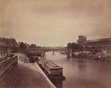The Pont du Carrousel, Paris: View to the West from the Pont des Arts, 1856-1858. Creator: Gustave Le Gray.