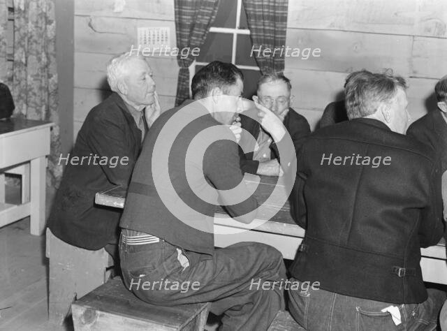 Meeting of the camp council, FSA camp, Farmersville, California, 1939. Creator: Dorothea Lange.