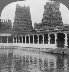 'Sacred Gold Lily Lake and Pagodas - Great Temple to Siva, Madura, South India', 1901. Creator: Keystone View Company.