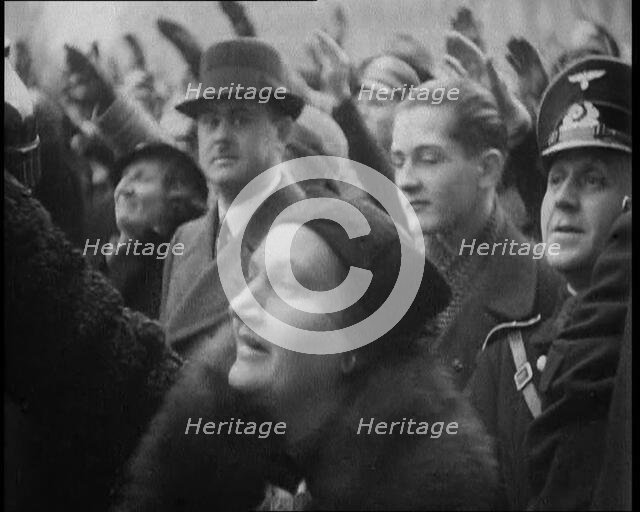 Crowd Gathering at  a Nazi Demonstration, 1933. Creator: British Pathe Ltd.