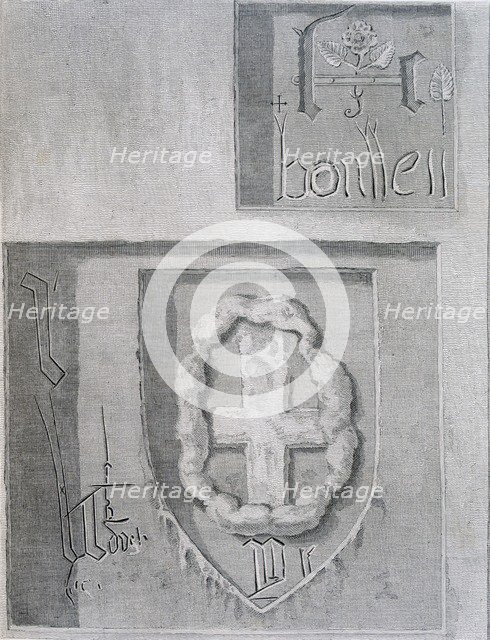Signature of Anne Boleyn during her imprisonment in the Tower of London and another prisoner's cross Creator: English School (19th Century).