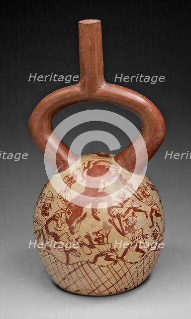 Stirrup Spout Vessel with Fineline Deer Hunt Motif, 100 B.C./A.D. 500. Creator: Unknown.