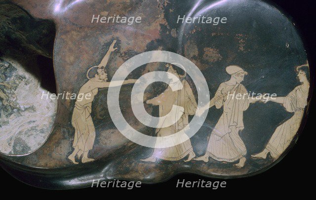 Greek red-figure astragalos with dancing figures, 5th century BC. Artist: Unknown