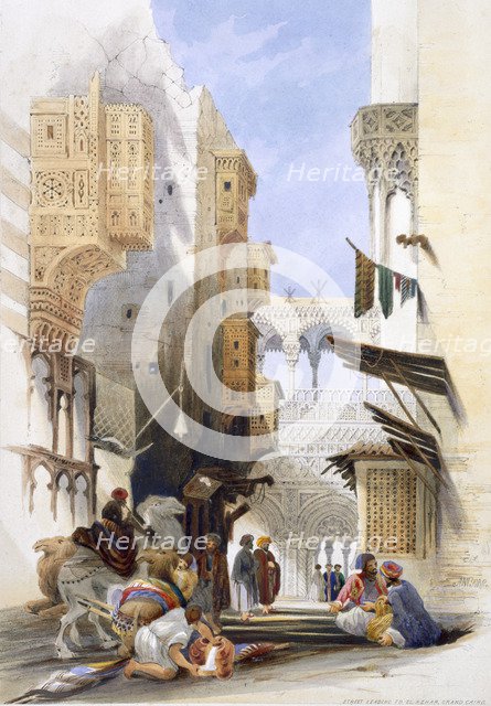 'Street Leading to El Azhar, Grand Cairo', Egypt, 1846. Artist: A Margaretta Burr