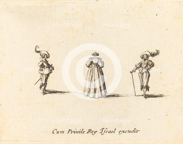 Lady Seen from Behind, and Two Gentlemen, probably 1634. Creator: Jacques Callot.