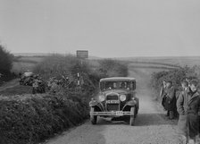 Ford Model A saloon of ASR Payne, MCC Lands End Trial, summit of Beggars Roost, Devon, 1933. Artist: Bill Brunell.