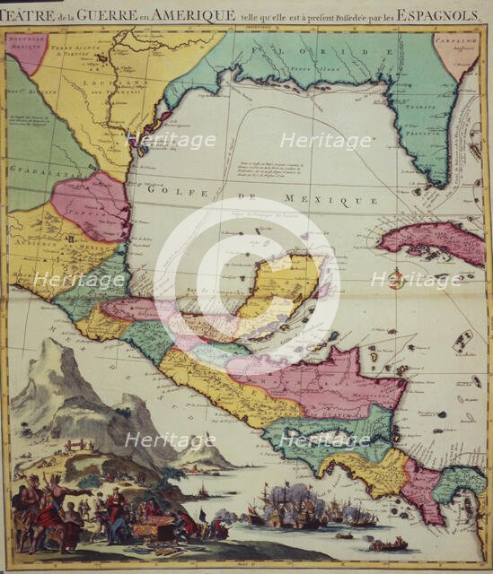 Map showing the Gulf of Mexico and surrounding area, 1705.  Creator: Pieter Mortier.