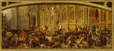 Lamartine pushing back the red flag at Hotel de Ville, February 25, 1848, c1848. Creator: Felix Henri Emmanuel Philippoteaux.