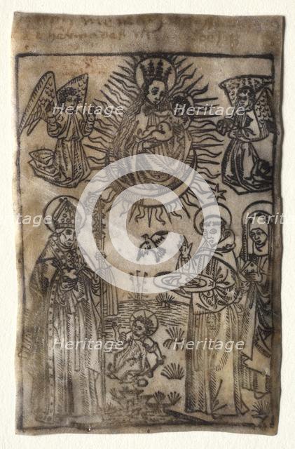 Madonna and Child with Three Members of the St. Augustine Order: Saints Augustine..., 1400s. Creator: Unknown.