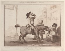 Horse Accomplishments, Sketch 5: A Politician !!, August 1, 1799., August 1, 1799. Creator: Thomas Rowlandson.