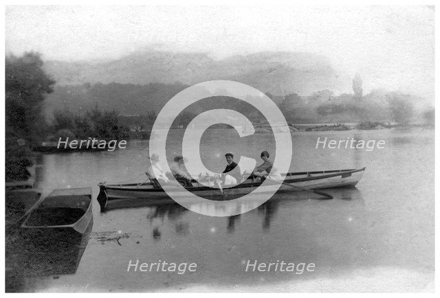 Rowing on a lake, c1900-1919(?). Artist: Unknown