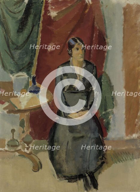 Seated Woman in Black, 1918-1919. Creator: Karl Isakson.