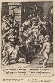 The Scales of Marriage, c. 1592. Creator: Goltzius, Workshop of Hendrick, after Hendrick Gol.