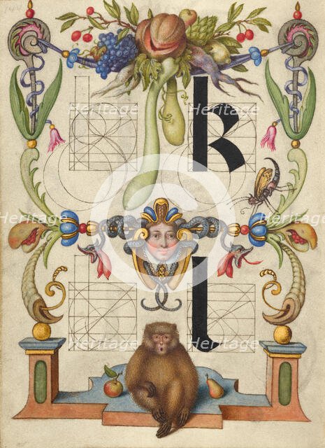 Guide for Constructing the Letters k and l; Mira calligraphiae monumenta, about 1591-1596. Creator: Joris Hoefnagel.