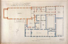 Proposed rebuilding of the Royal College of Surgeons of England: plan of first floor, 1944. Creators: Unknown, Alner W Hall.