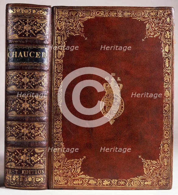 Copy of Caxton's first edition of Chaucer's "The Canterbury Tales", 1476. Creator: Unknown.