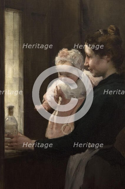 The work of a drop of milk at the Belleville Dispensary (triptych), 1903. Creator: Henry Jules Jean Geoffroy.