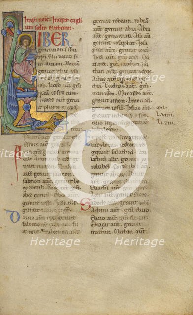 Initial L: Saint Matthew Seated; New Testament, late 12th century. Creator: Unknown.