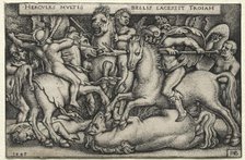 The Labors of Hercules: Hercules Conquering Troy, 1545. Creator: Hans Sebald Beham (German, 1500-1550).