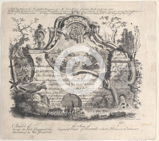 Proposal for Engraving by Subscription From an Original Picture Painted by Zuccarelle, 1756. Creator: William Austin.