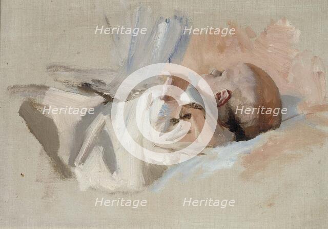Lying child, sketch for the painting Christmas morning, 1888. Creator: Albert Edelfelt.