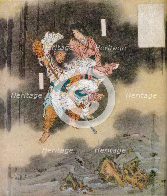 Izanagi and Izanami giving birth to Japan, (c1870), 1925. Artist: Unknown