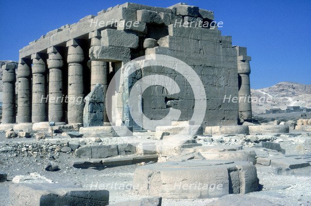 The Ramesseum, Temple of Rameses II, Luxor, Egypt. Artist: Unknown