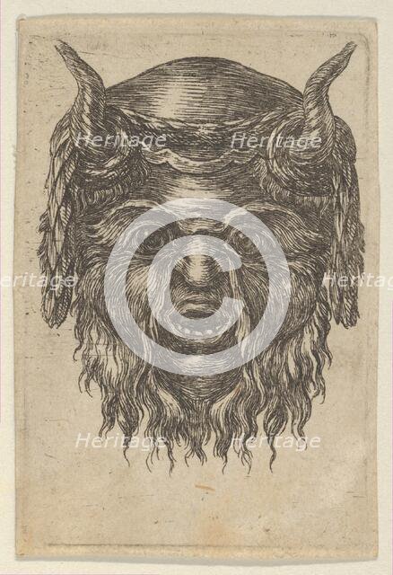 Satyr Mask with a Laurel Wreath Draped Over the Horns, from Divers Masques, ca. 1635-45. Creator: Francois Chauveau.