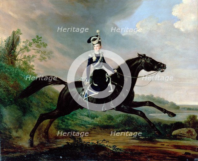 'Equestrian Portrait of Grand Prince Alexander Nikolayevich', (1818-1881), 1832.  Creator: Franz Kruger.