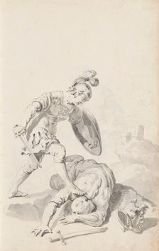 Soldier subdues an enemy, c.1701.  Creator: Jacob Toorenvliet.