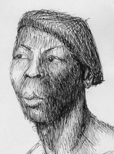 Head of man wearing beret, c1950.  Creator: Shirley Markham.