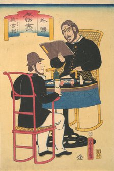 Englishmen Dining, 1st month, 1861. Creator: Utagawa Yoshitora.