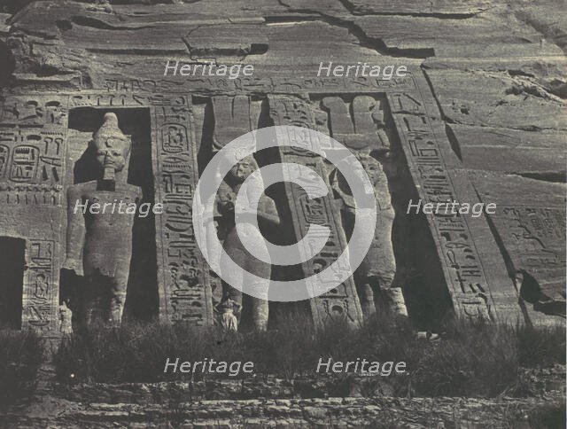 Nubie. Ibsamboul. Partie septentrionale du Spéos d'Hathor, 1850. Creator: Maxime du Camp.