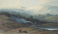 Cattle Resting in a Mountainous Landscape, ca. 1808-12. Creator: George Chinnery.