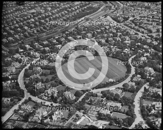 Dean Park Sports Ground and Bournemouth Central Station, Bournemouth, Dorset, c1930s. Creator: Arthur William Hobart.