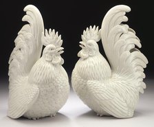 Pair of Okimono in the Form of Cockerels, 19th century. Creator: Unknown.