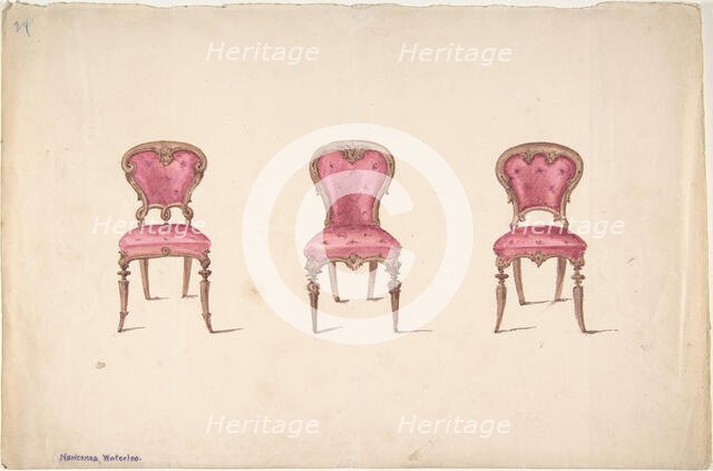 Design for Three Chairs with Red Upholstery, early 19th century. Creator: Anon.