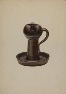 Two Wick Lamp, c. 1940. Creator: Henry Moran.