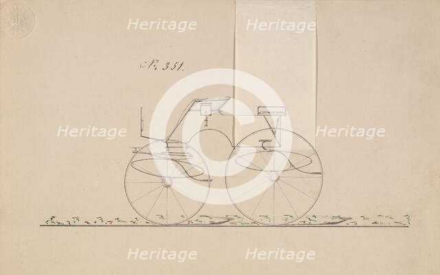Design for 4 seat Phaeton, no top, no. 351, 1850-70. Creator: Brewster & Co.