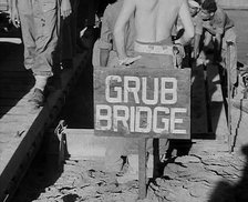 A Sign Reading ‘Grub Bridge’, 1943. Creator: British Pathe Ltd.