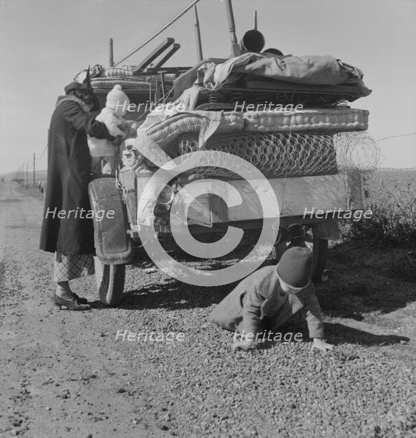 Missouri family..., seven months from the drought area, Tracy (vicinity), California, 1937. Creator: Dorothea Lange.