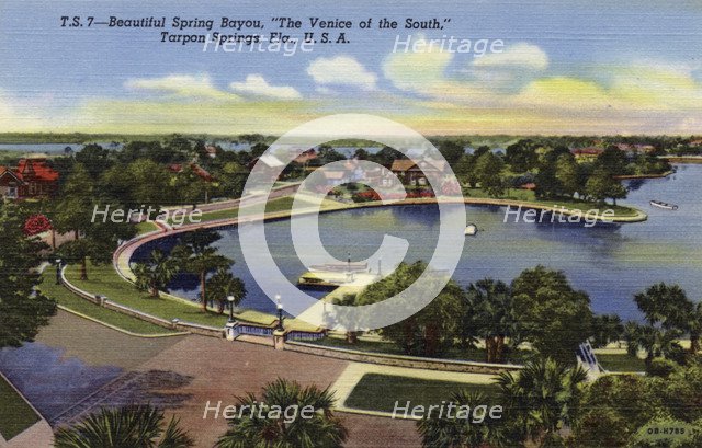 'Beautiful Spring Bayou, the Venice of the South, Tarpon Springs, Florida, USA', 1940. Artist: Unknown