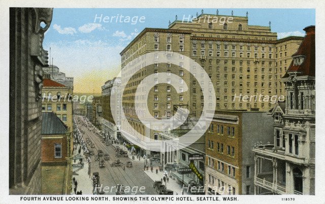 Fourth Avenue looking North, Seattle, Washington, USA, 1928. Artist: Unknown