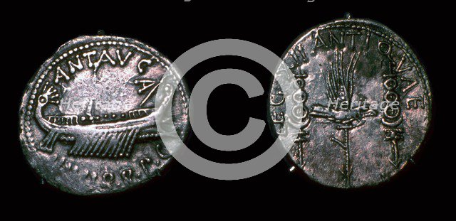 Silver Denarii of the Roman politician Mark Antony, 1st century BC. Artist: Unknown