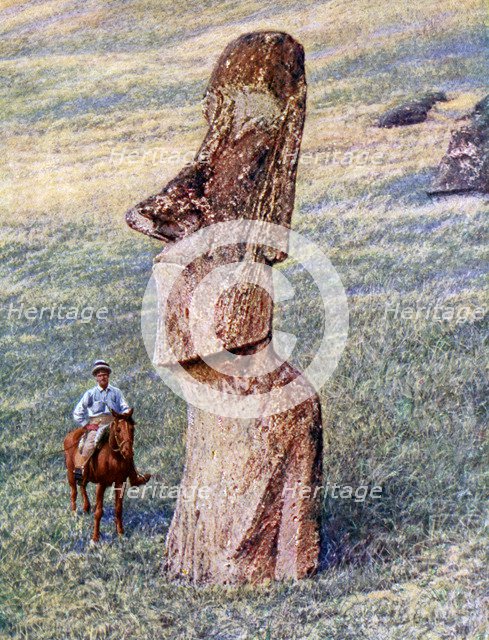 Moai statues, Easter Island, Chile, 1933-1934. Artist: Unknown